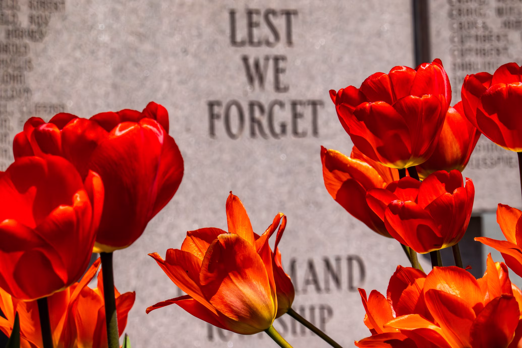 Memorial flowers honouring fallen police officers