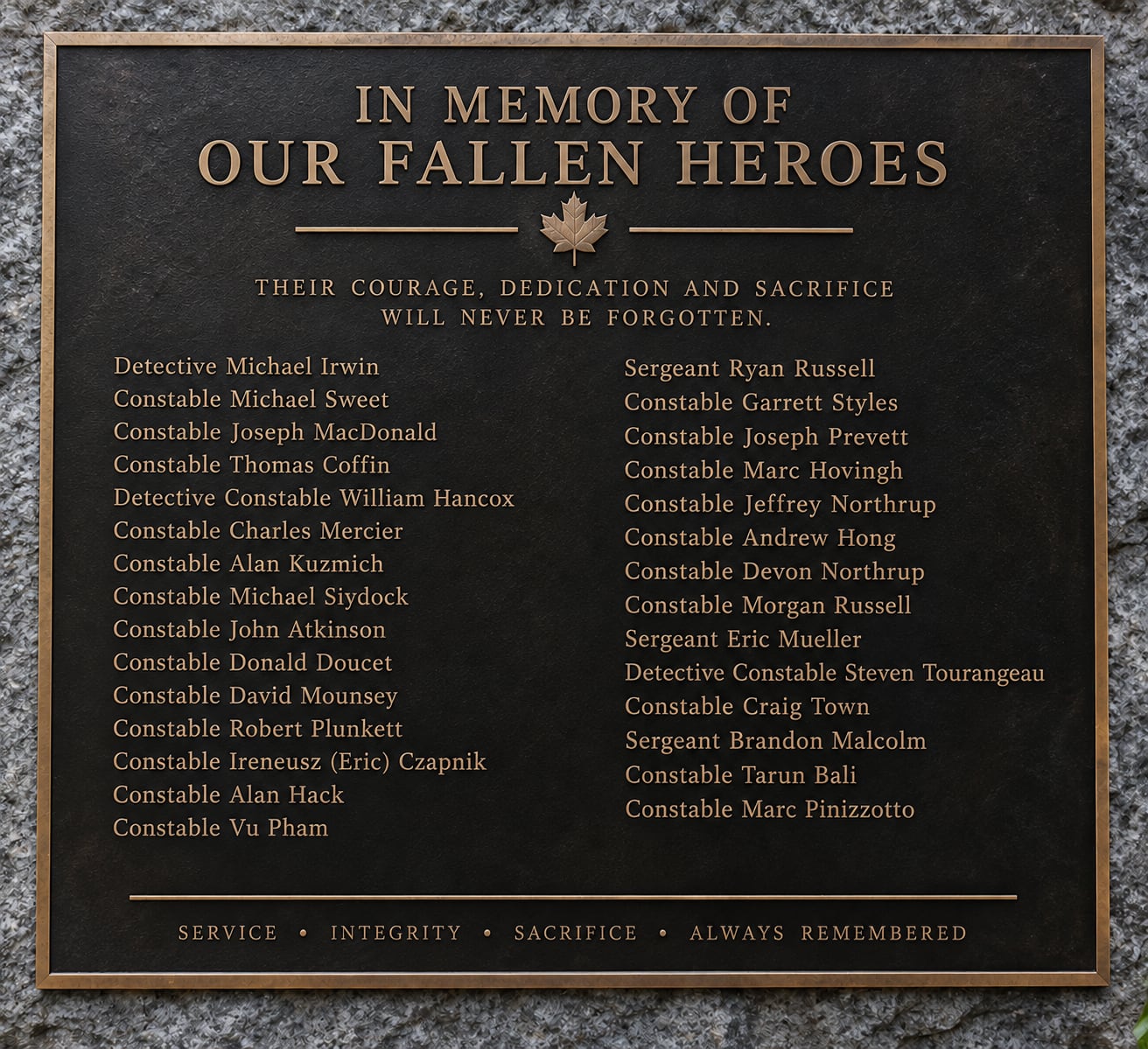 SOLE memorial plaque
